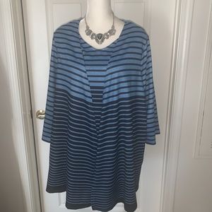 Catherines Gorgeous Blue on Blue Stripe Two in One Top. Size 1X